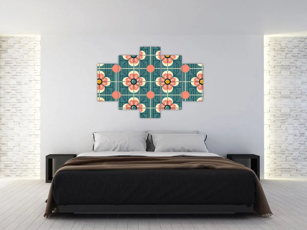 Kép - Retro virágminta (150x105 cm)