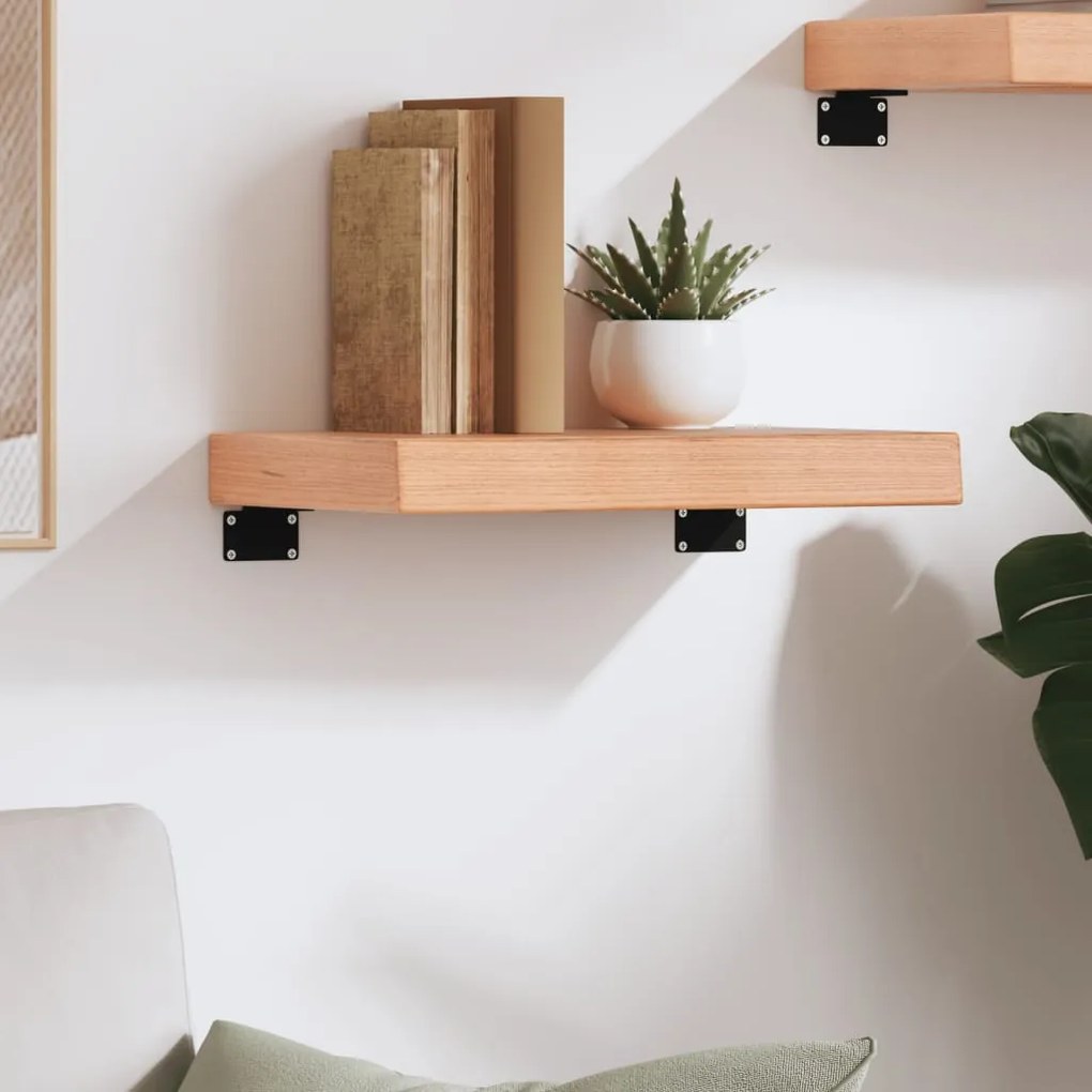 világosbarna kezelt tömör tölgyfa fali polc 40x30x(2-6) cm
