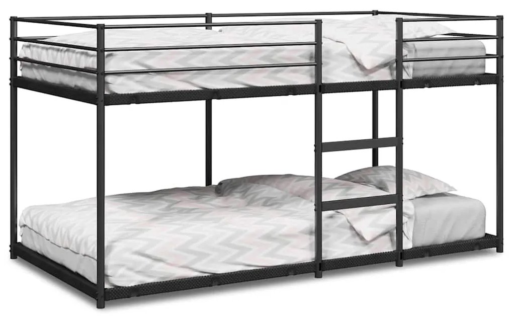 fekete acél emeletes ágy matrac nélkül 75 x 190 cm