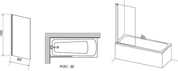Ravak 79840C00Z1 - Kádparaván 80x140 cm, fényes króm