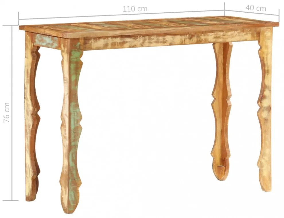 tömör újrahasznosított fa tálalóasztal 110 x 40 x 76 cm