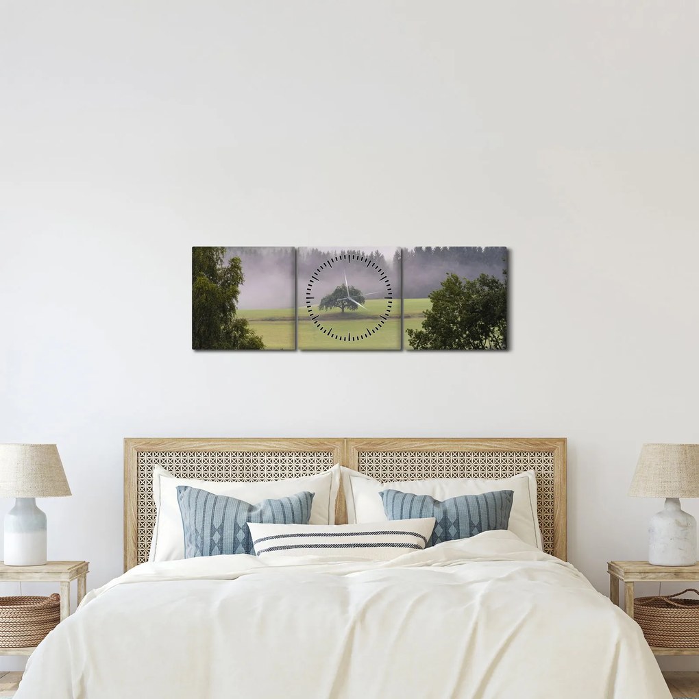 Egy kép a rétről egy fával (órával) (90x30 cm)