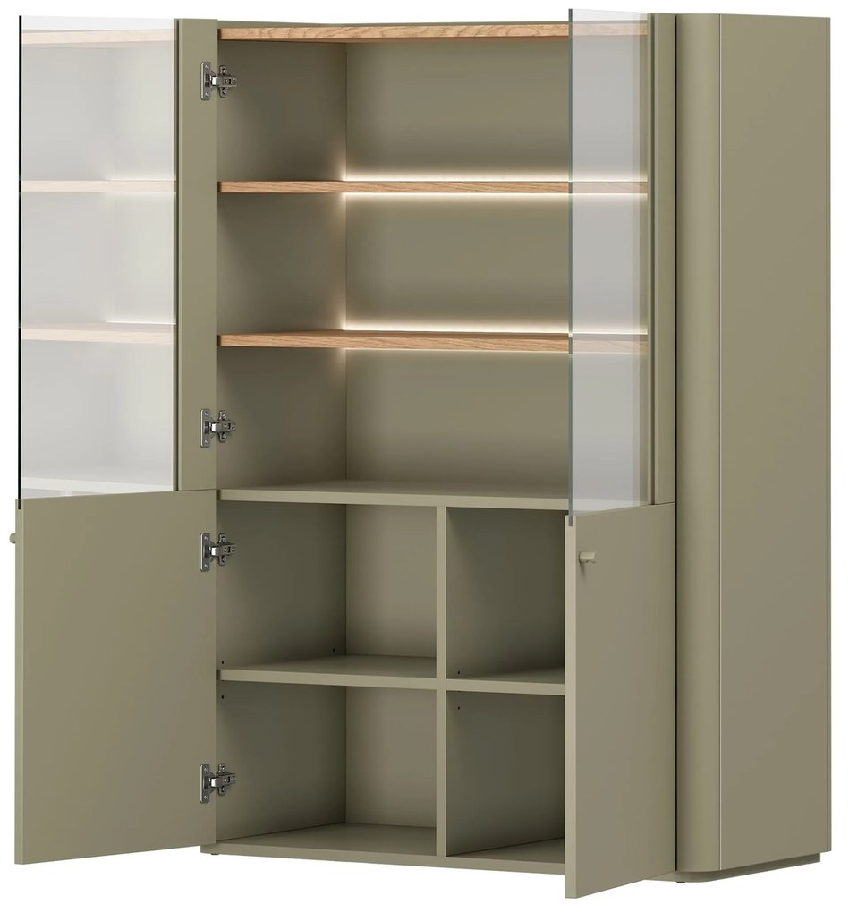 Elivo vitrines szekrény 100 cm kétajtós - eukaliptusz / baltic dune tölgy