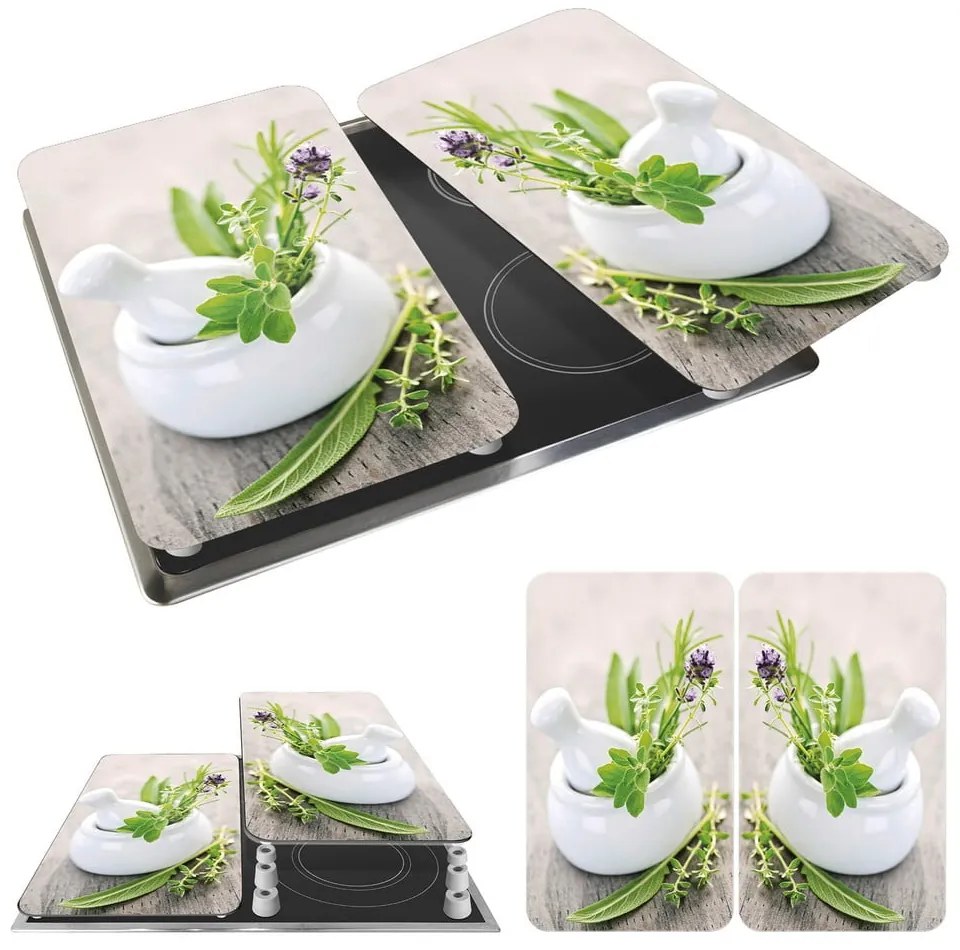 Edzett üveg tűzhely fedőlap szett 2 db-os 30x52 cm Herb – Wenko