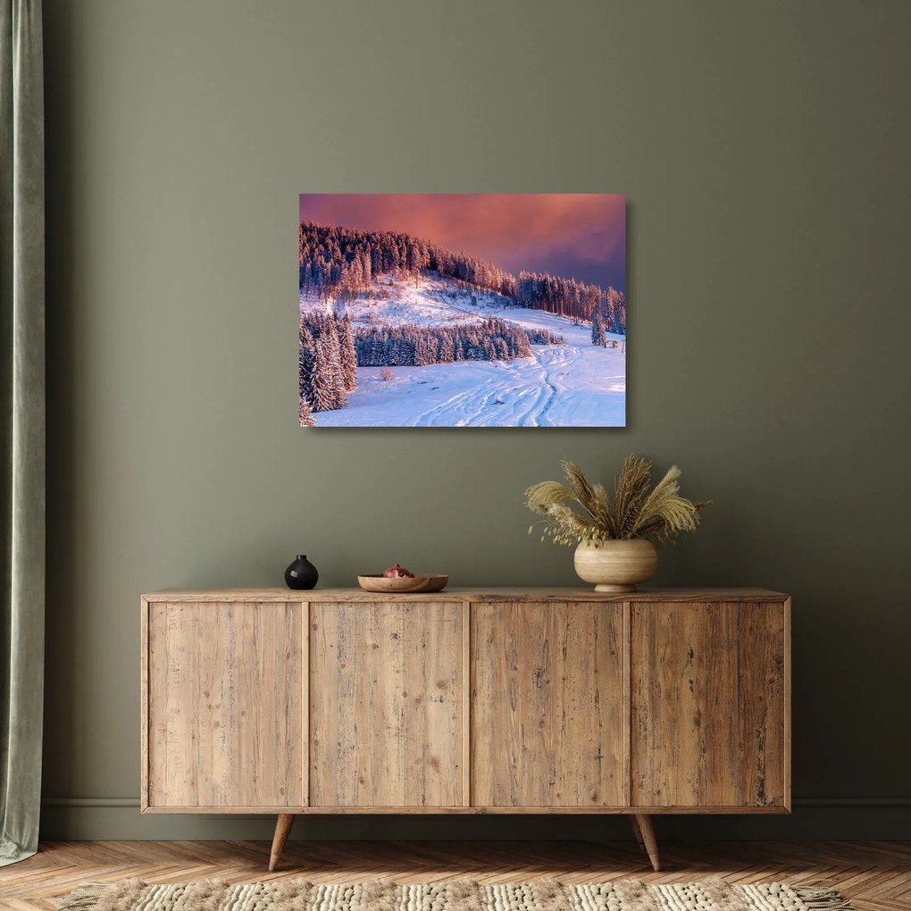Egy kép egy téli tájról (üvegen) (70x50 cm)
