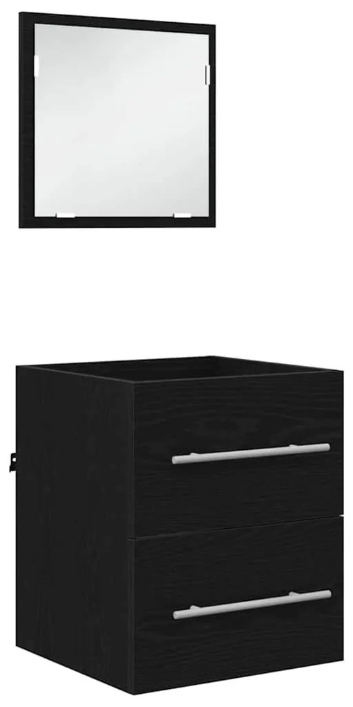 vidaXL Fürdőszoba bútor szett fiókkal Fekete 41 x 38,5 x 48 cm
