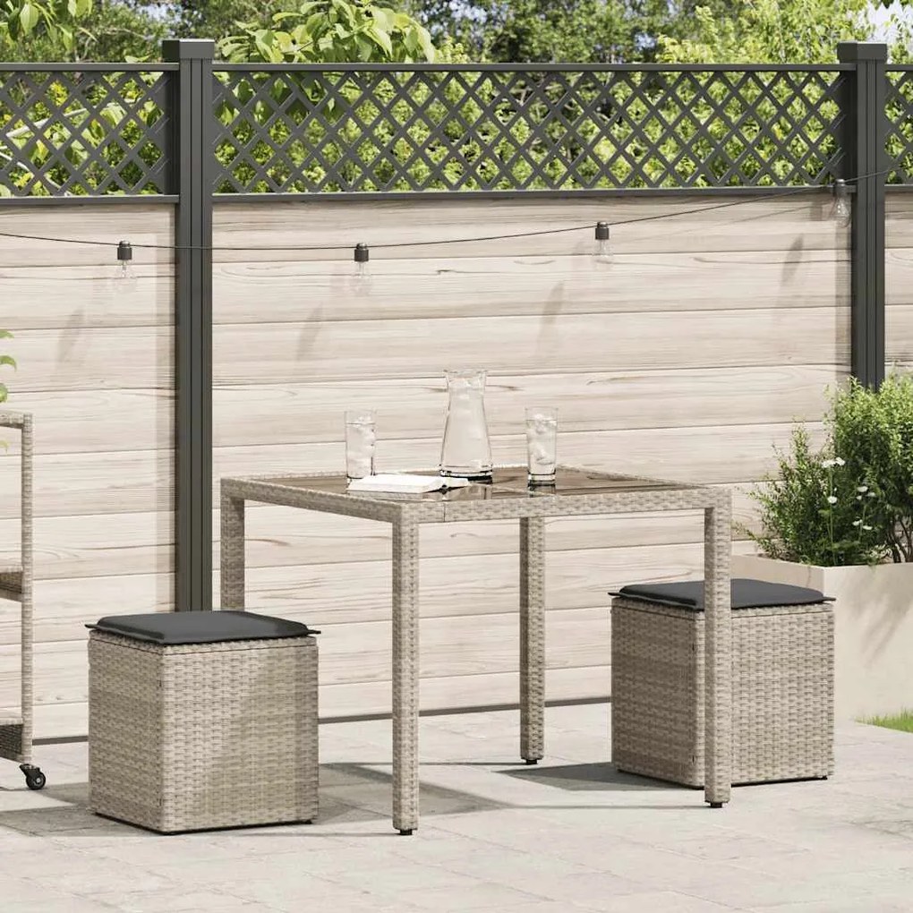 vidaXL 2 db világosszürke polyrattan kerti szék párnával 40x40x43 cm