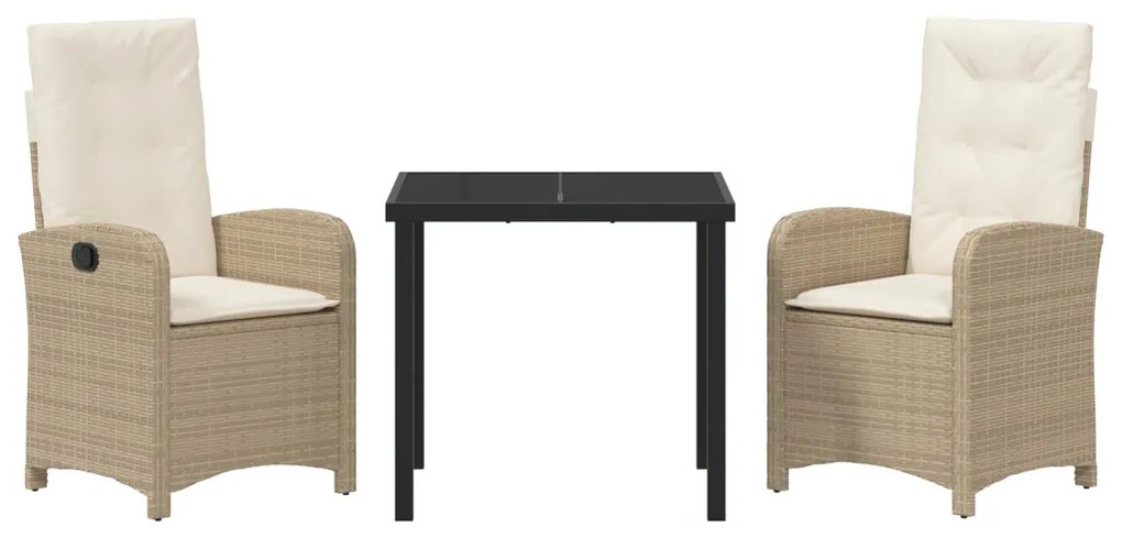 Kert étkező szett 3 pcs Bézs polirattan