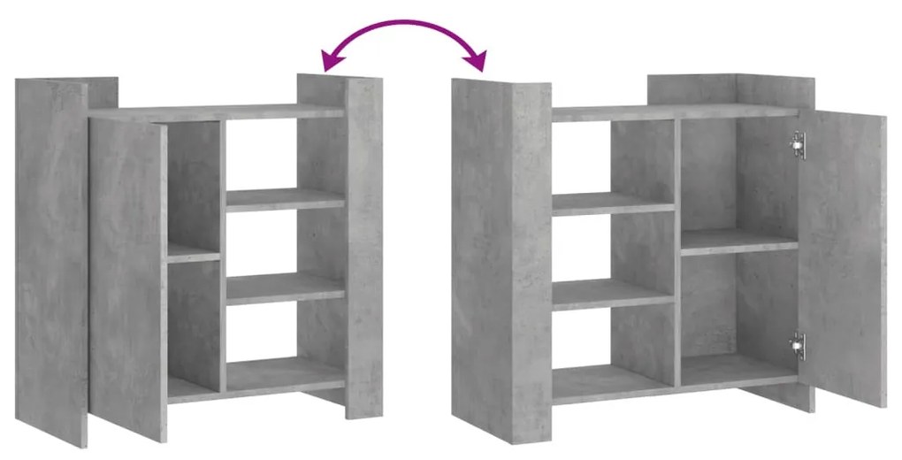 betonszürke szerelt fa tálalószekrény 73,5 x 35 x 75 cm