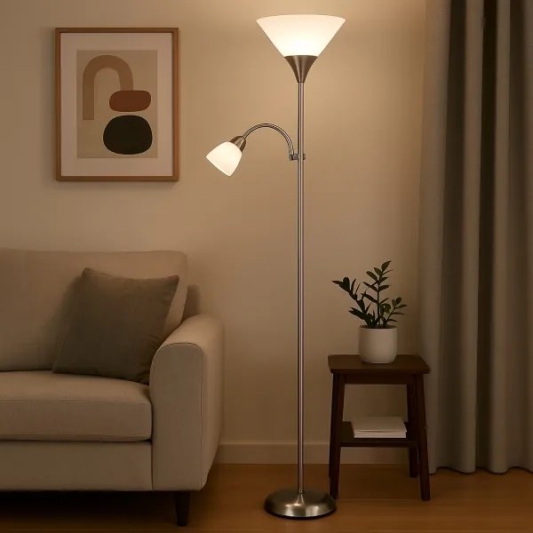 Brilagi - Állólámpa ARIANA 1xE27/100W/230V + 1xE14/25W matt króm