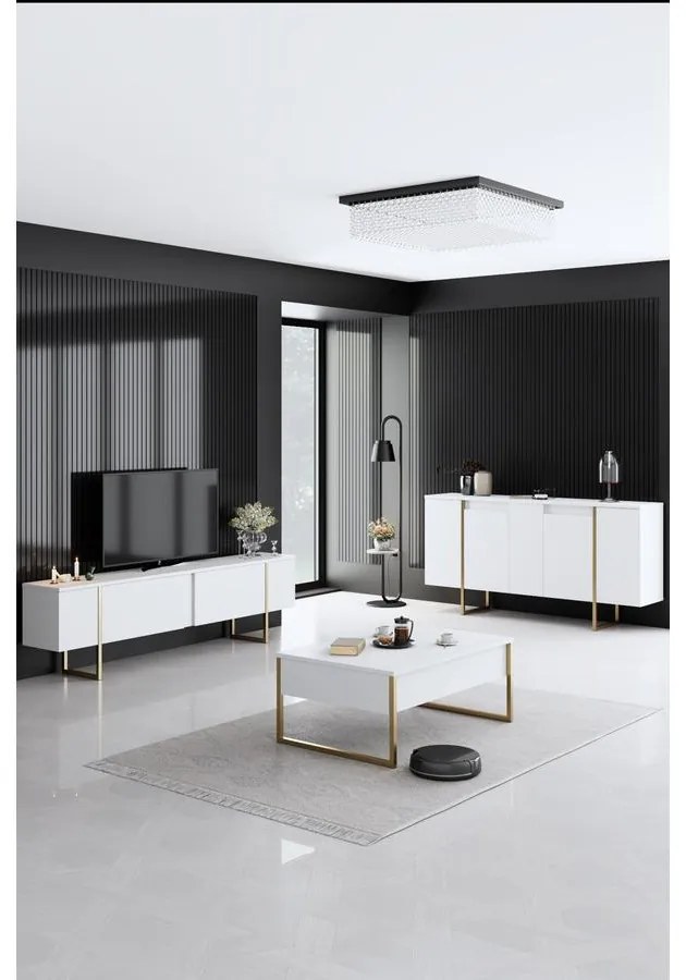 Konzolasztal Luxe - White, Gold