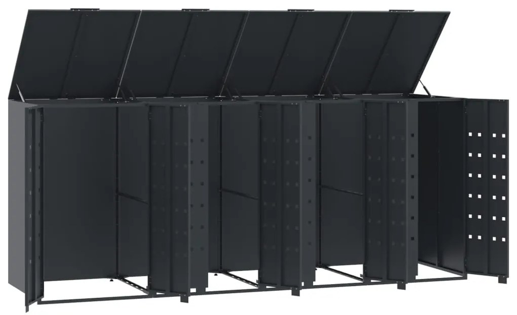 antracit acél tároló 4 szemeteskukához 276 x 79 x 117 cm