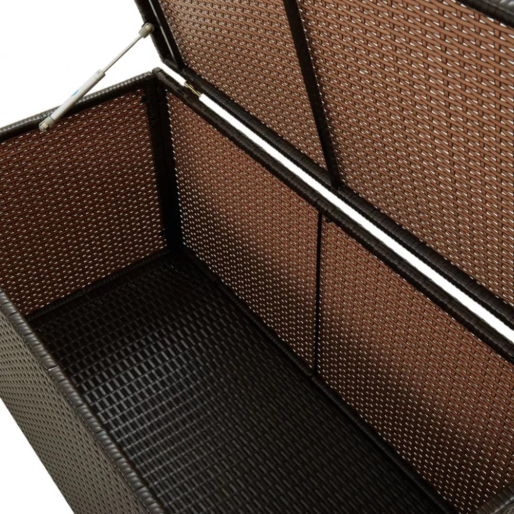 barna polyrattan kerti tárolóláda 100 x 50 x 50 cm
