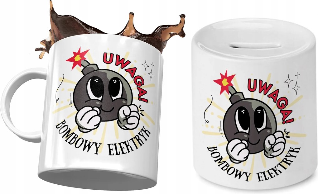 Villanyszerelőnek Bögre Ajándék persely szett fényképes nyomtatással