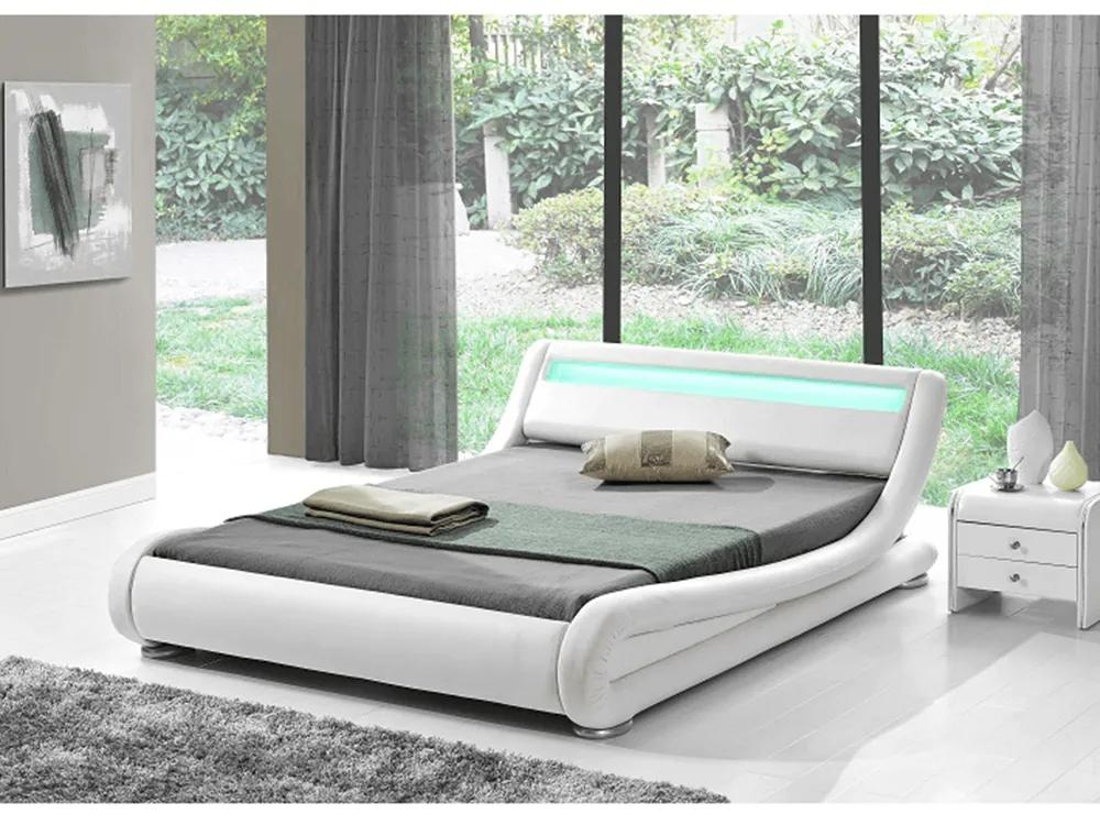 Modern ágy RGB LED világítással, fehér, 180x200, FILIDA