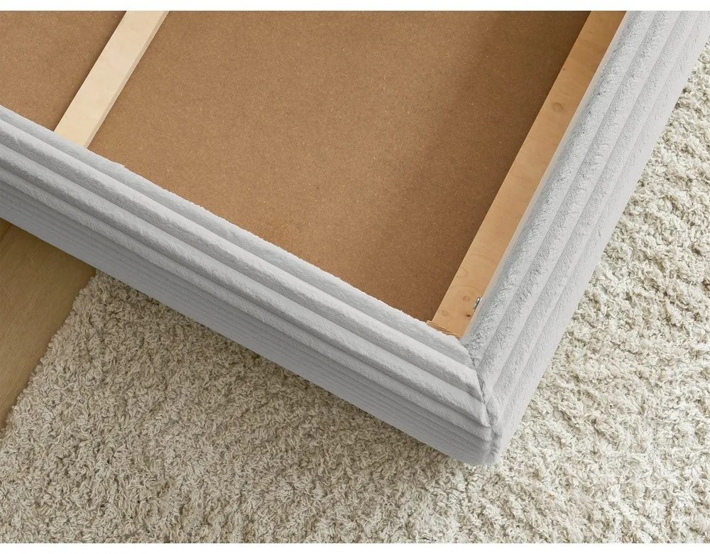 Világosszürke kárpitozott ágyneműtartós franciaágy ágyráccsal 180x200 cm Jade – Bobochic Paris