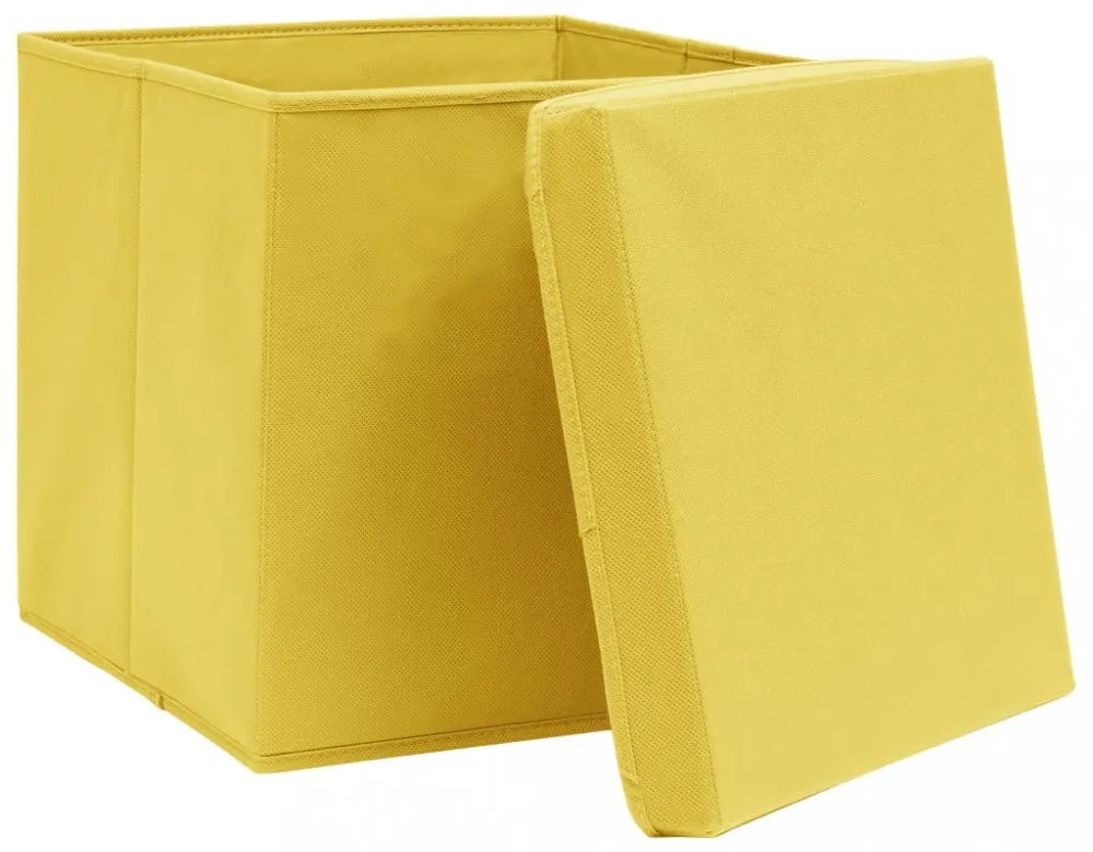 4 db sárga szövet tárolódoboz fedéllel 32 x 32 x 32 cm