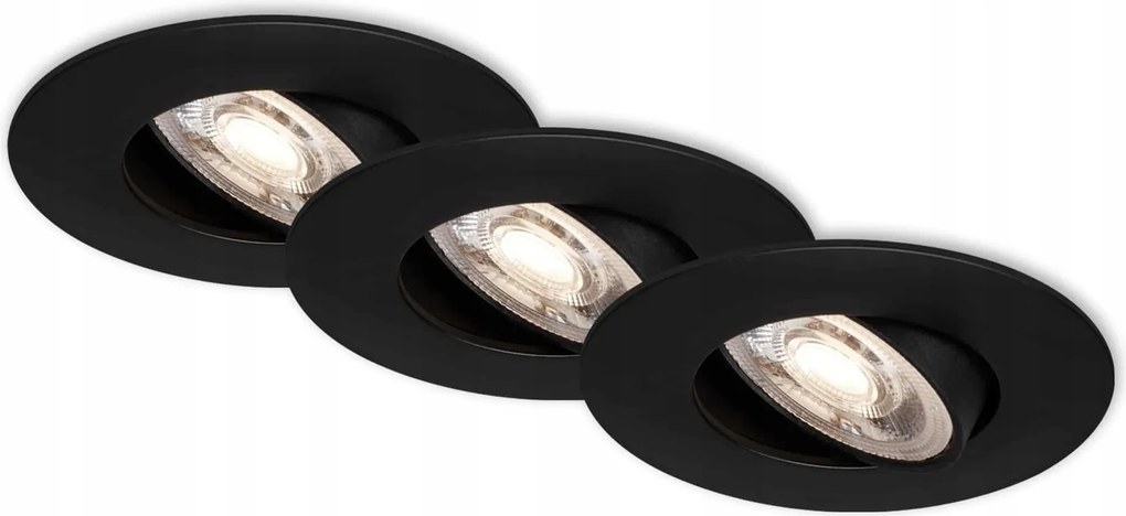 3 darabos ultralapos, süllyesztett Briloner Led lámpa szett, 5 W, fekete, forgatható