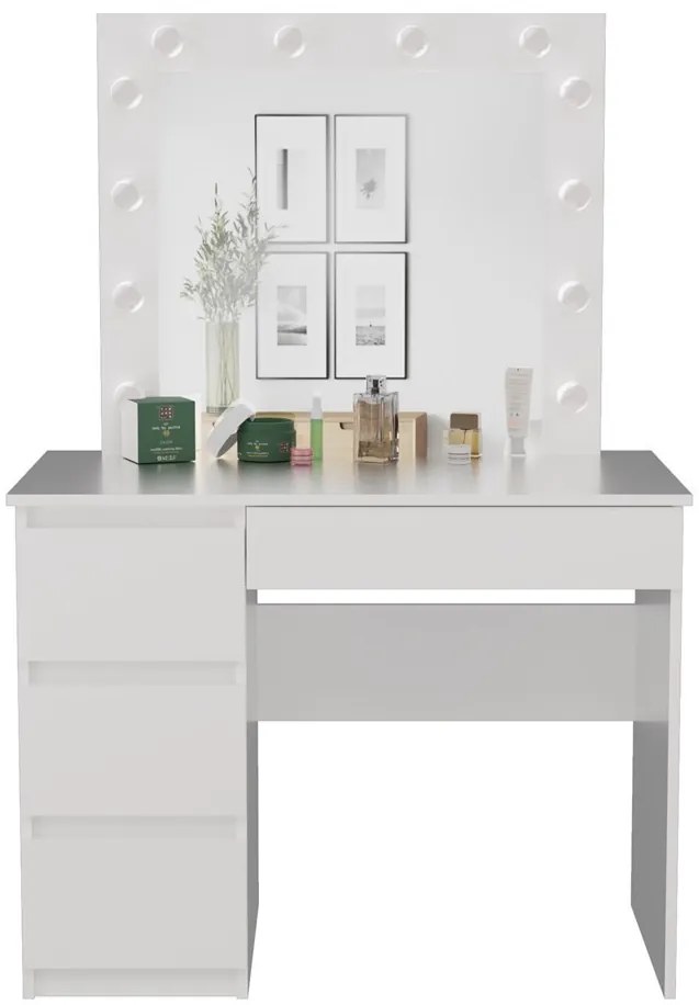 Marina fésülködő asztal (3 bal alsó fiókokkal), 98x76x51 cm, fehér
