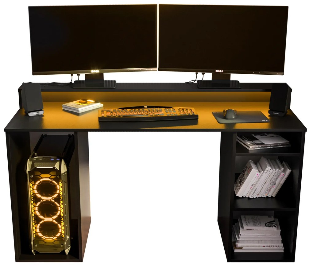 Sarok Gamer PC asztal Garrick 1 (fekete) (LED RGB világítással). 1064134