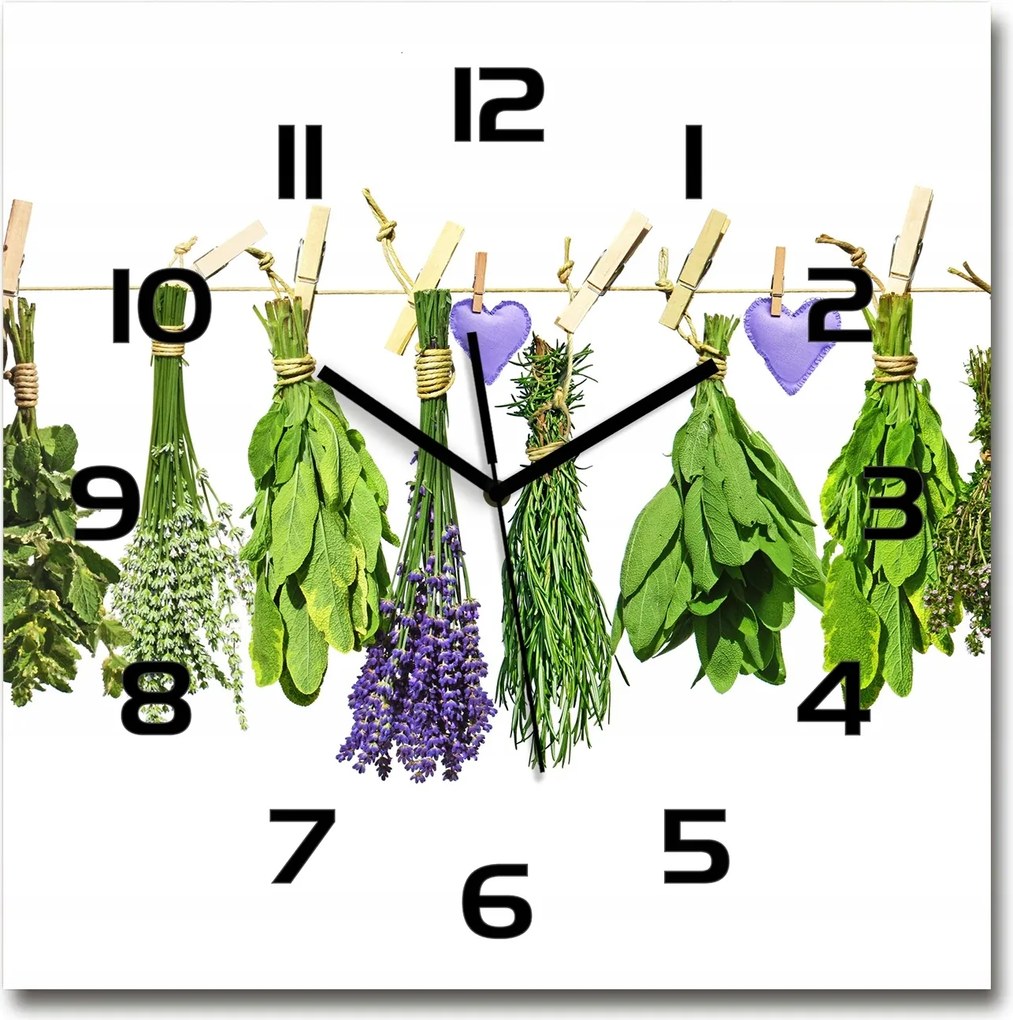 Nagy üveg falióra Gyógynövények zsinóron 60x60