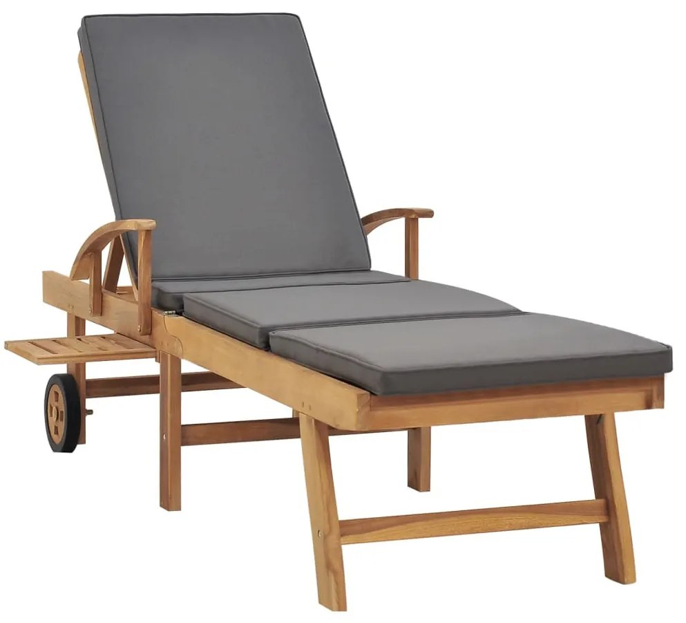 Tömör tíkfa napozóágy sötétszürke párnával