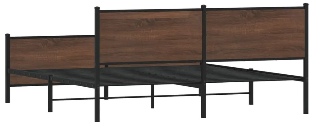 barna tölgy színű fém ágykeret matrac nélkül 180 x 200 cm