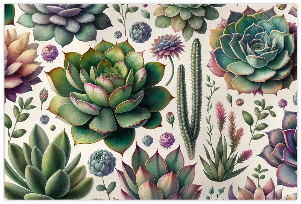 Kép - Pozsgás növények (90x60 cm)