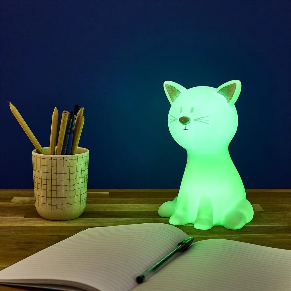 LED-es éjszakai világítás CATTY 19cm, fehér