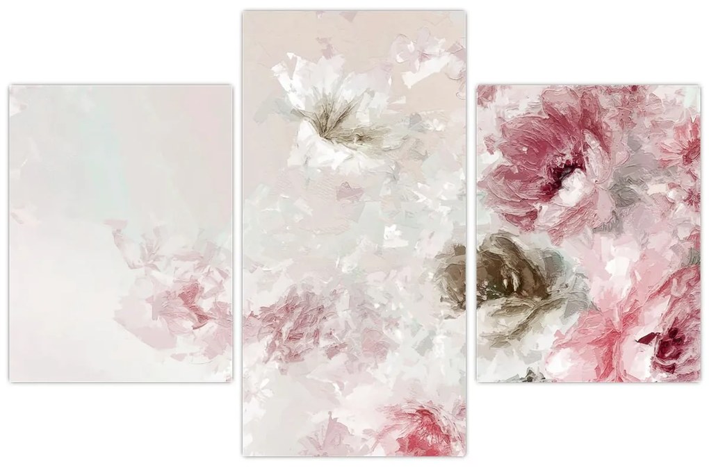 Kép - Festés rózsaszín virágok (90x60 cm)