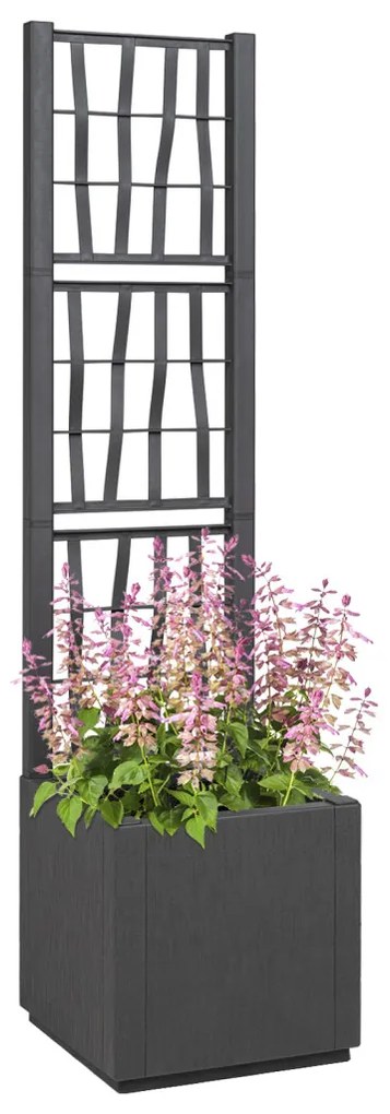 Sötétszürke Kerti Cserép Trellis-szel - 36x36x140 cm