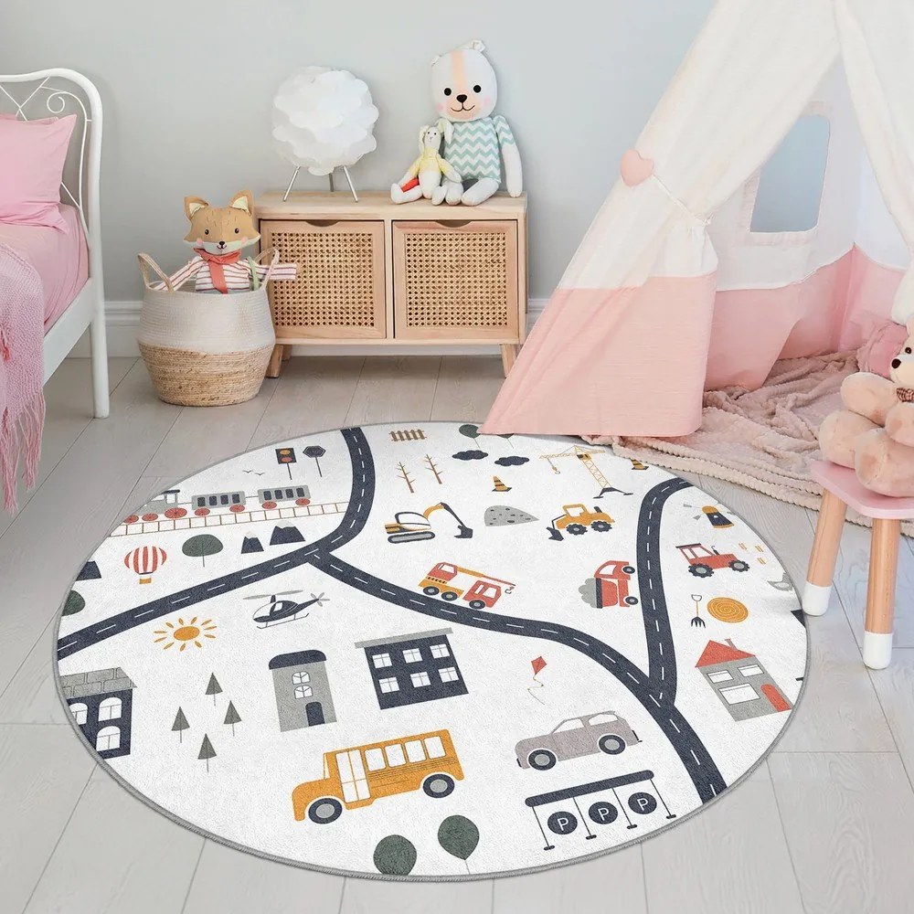 Mosható gyerek játszószőnyeg ø100 cm World Around Me – Mila Home