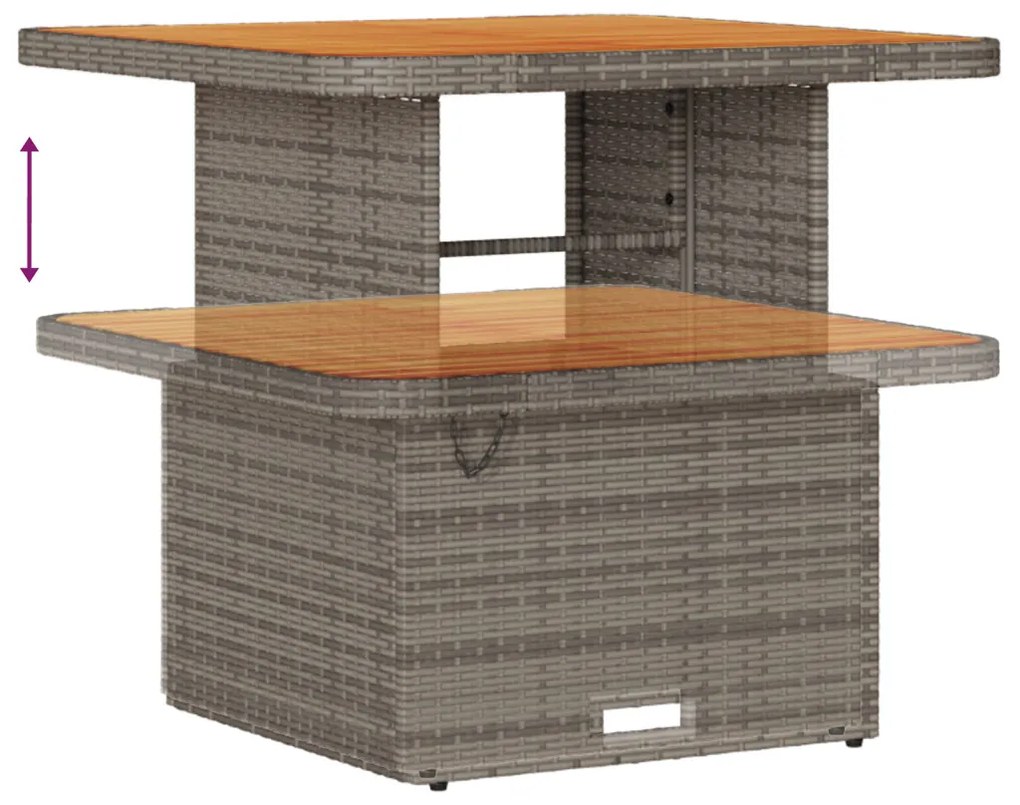 13 db-os kerti kanapé szett párnákkal szürke polyrattan akáciával, 3 db-os kerti étkező szett párnákkal szürke polyrattan akáciával
