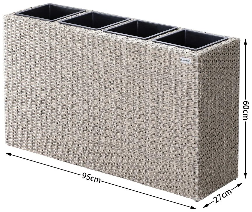 Casaria® Virágláda 95x27x60 cm krémszínű - 4 edény