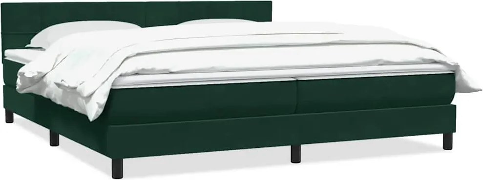 vidaXL sötétzöld bársony rugós ágy matraccal 180x220 cm