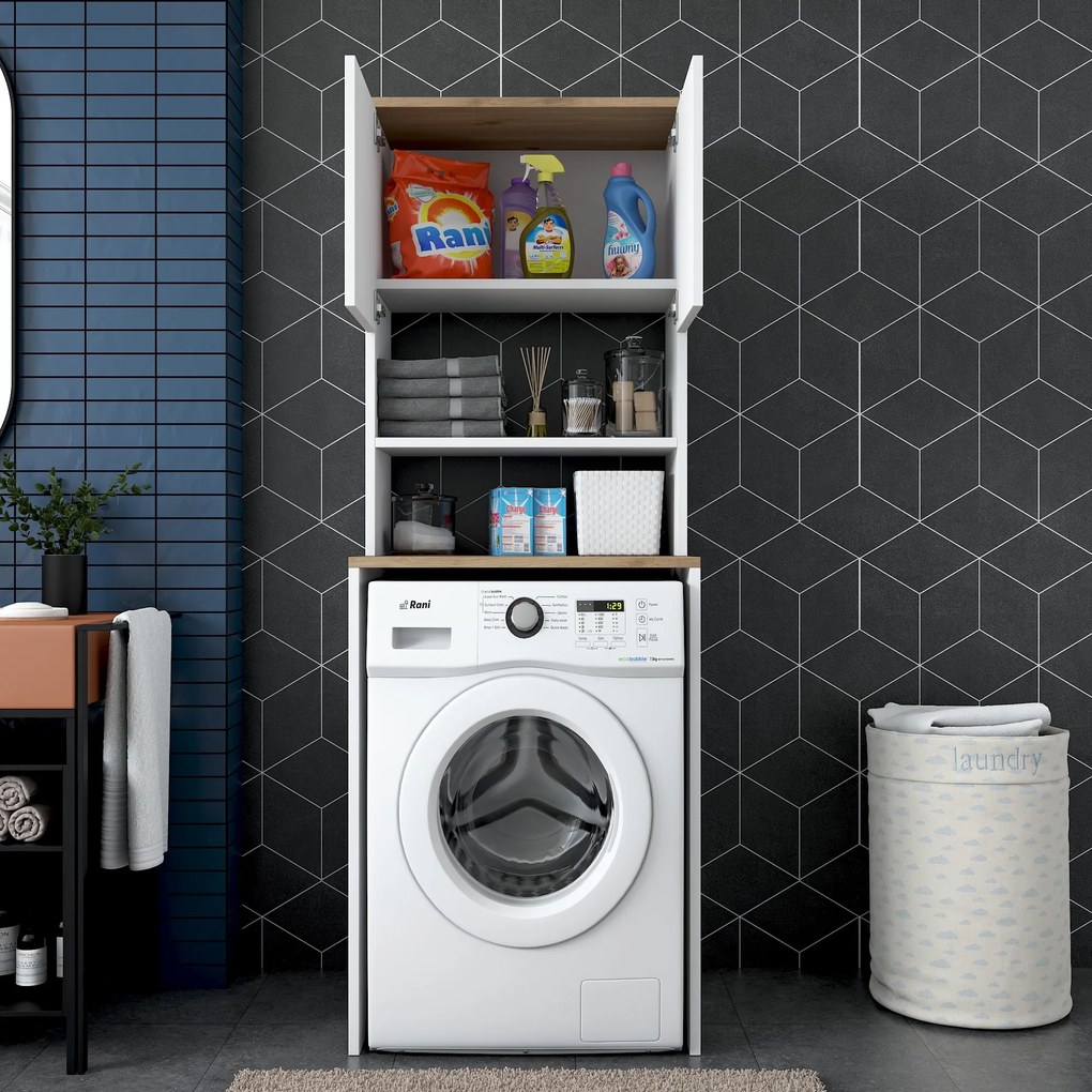 Fürdőszoba szekrény Karoline 101 (fehér + dió). Akció -27%. 1073336