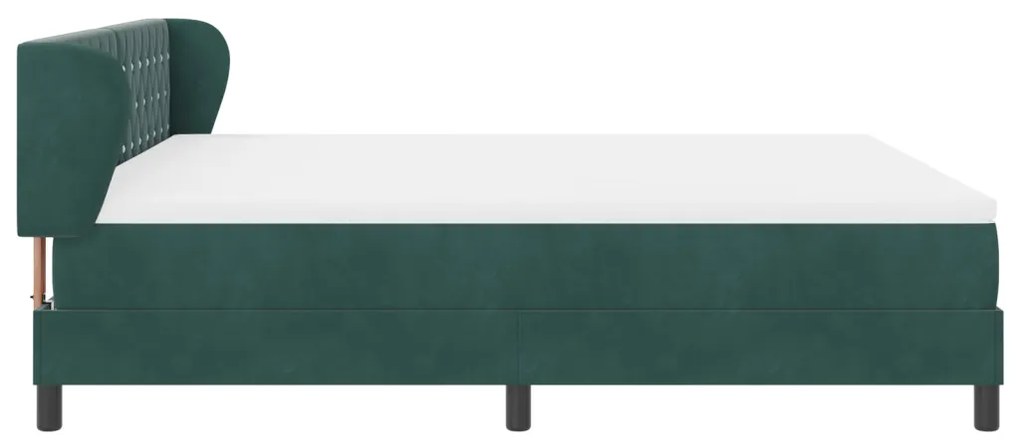 Boxspring Ágy Matraccal Sötétzöld 180x200 cm Bársony