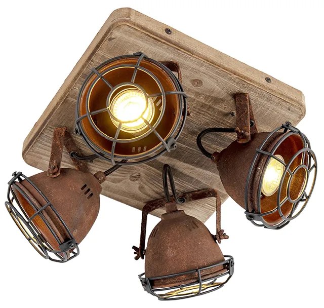 Okos spotlámpa rozsdabarna fa színnel, 4 WiFi GU10-zel - Gina