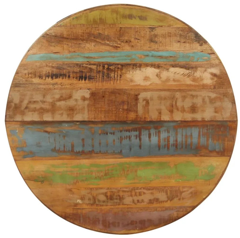 kerek tömör újrahasznosított fa étkezőasztal 100 x 100 x 75 cm