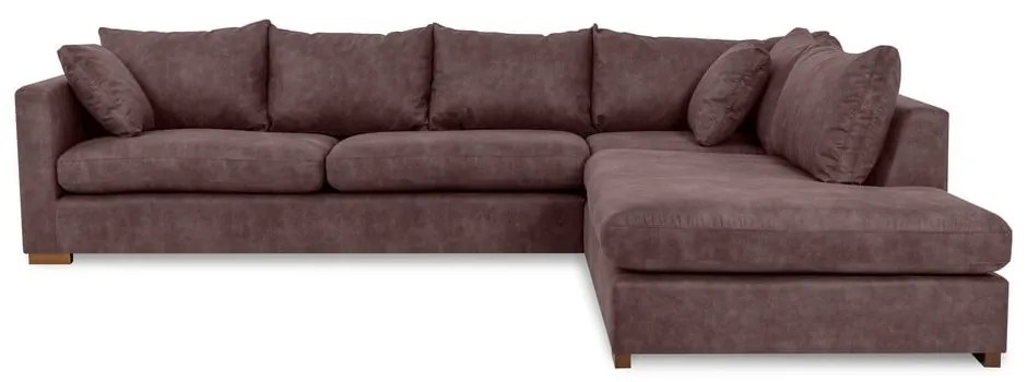 Sötétbarna bőrutánzat sarokkanapé (jobb oldali) Hamburg – Scandic