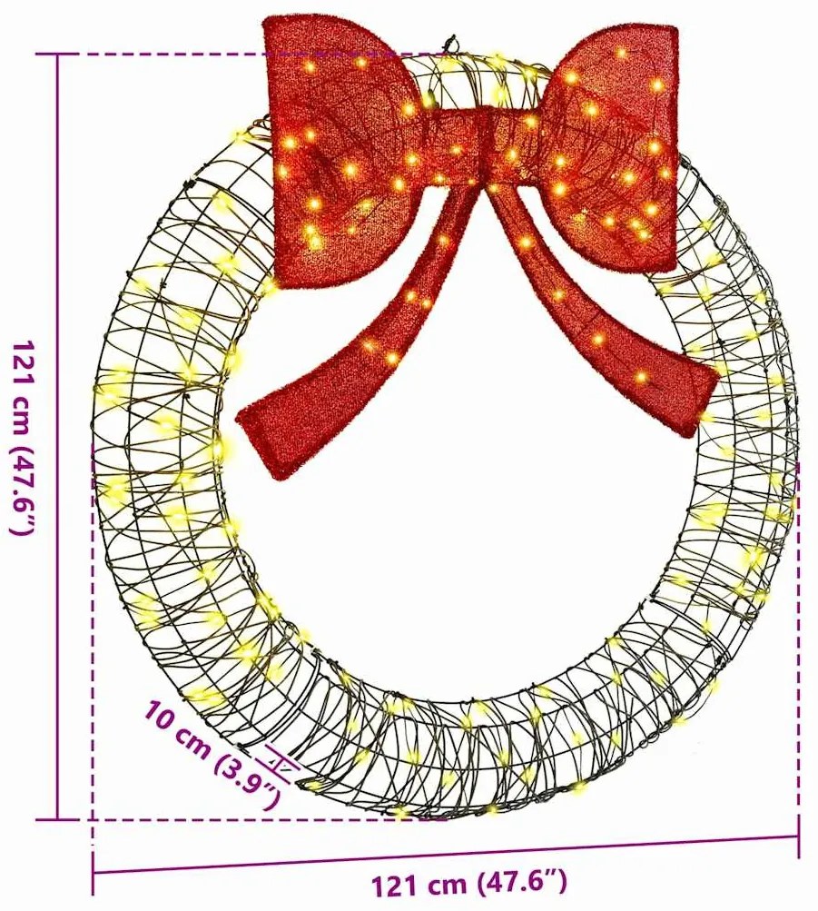 Koszorú 150 LED-del Meleg fehér 120 cm Rattan