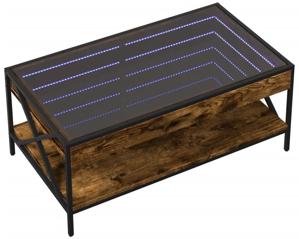 Füstös tölgy végtelen hatású LED-es dohányzóasztal 90x50x38 cm