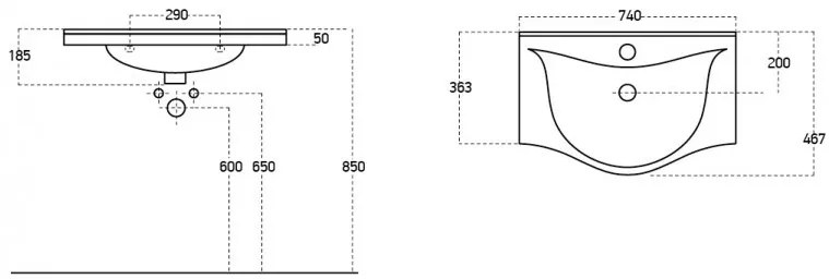 Sanovit ALBATROS - porcelán mosdókagyló - 75 x 46,7 cm