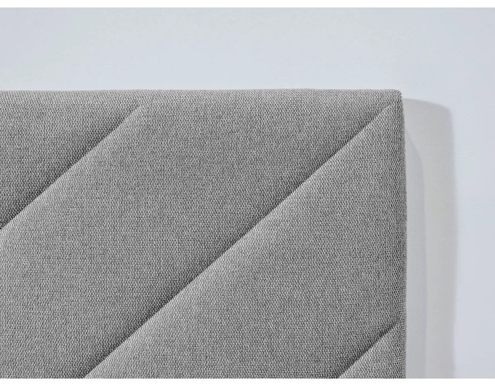 Világosszürke kárpitozott franciaágy ágyráccsal 160x200 cm Romane – Bobochic Paris