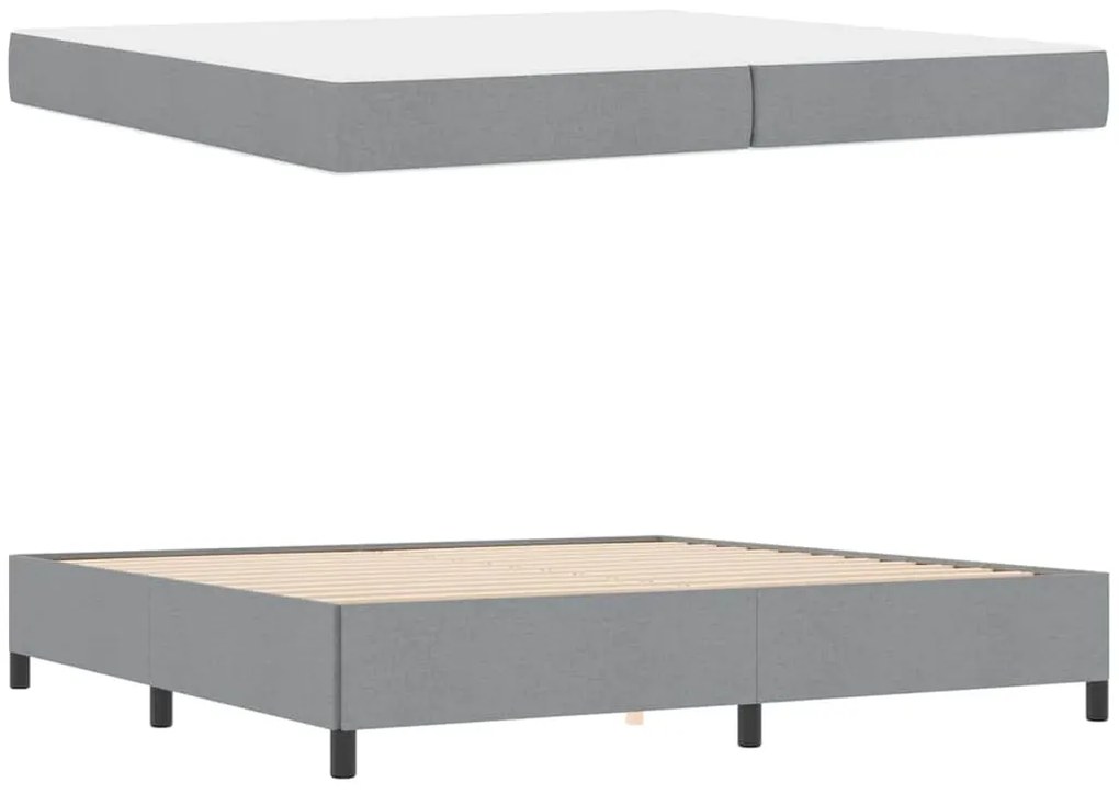 Boxrugós ágy Világosszürke és fekete 200 x 200 cm