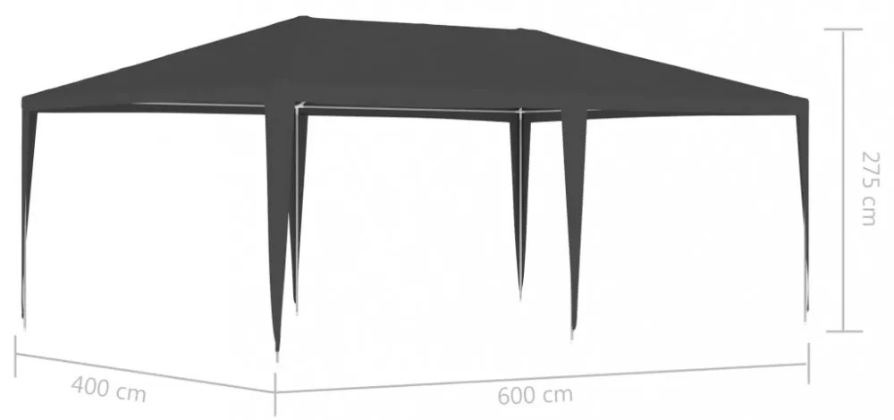 antracitszürke rendezvénysátor 4 x 6 m 90 g/m²