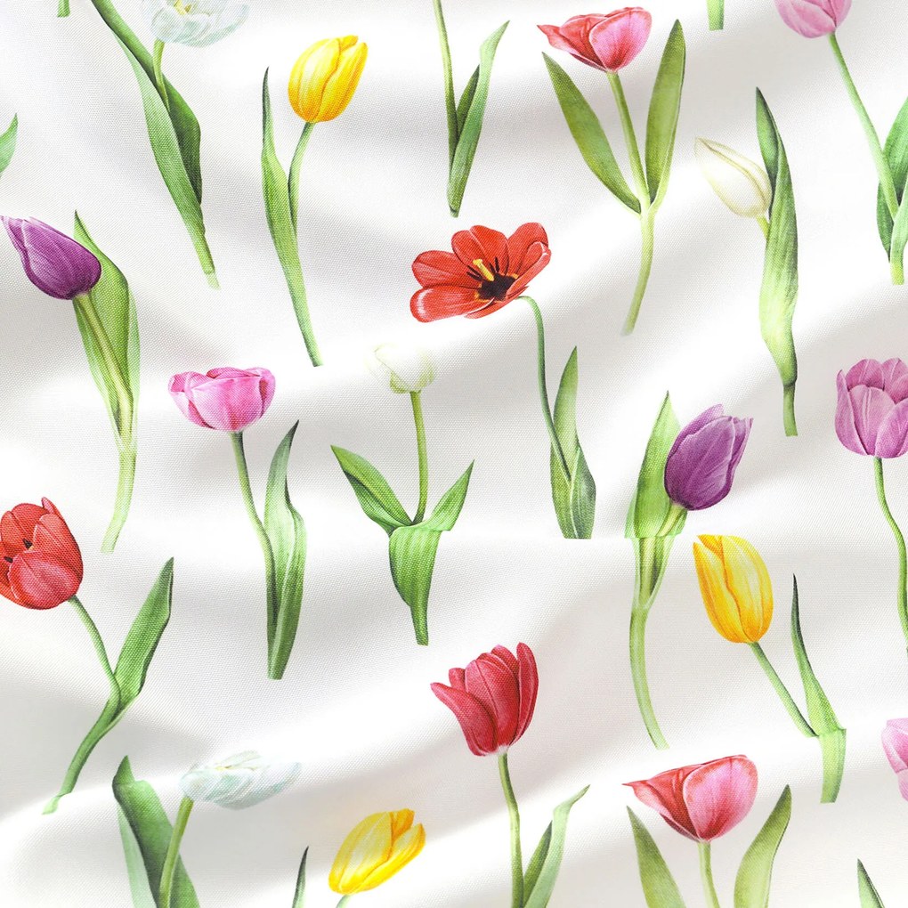Goldea ovális viaszosvászon terítő - színes tulipánok 140 x 280 cm