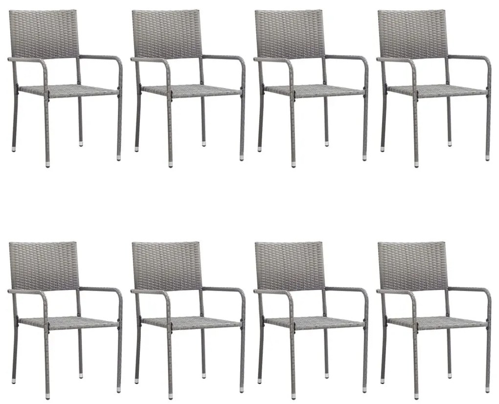 9 részes antracitszürke polyrattan kerti étkezőgarnitúra