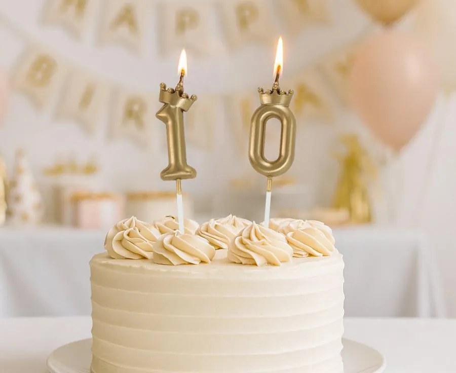 Arany Champagne Crown 1-es számgyertya, tortagyertya 6 cm