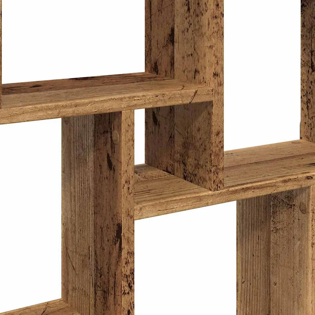 antik fa színű szerelt fa fali kocka polcok 90x15x119,5 cm